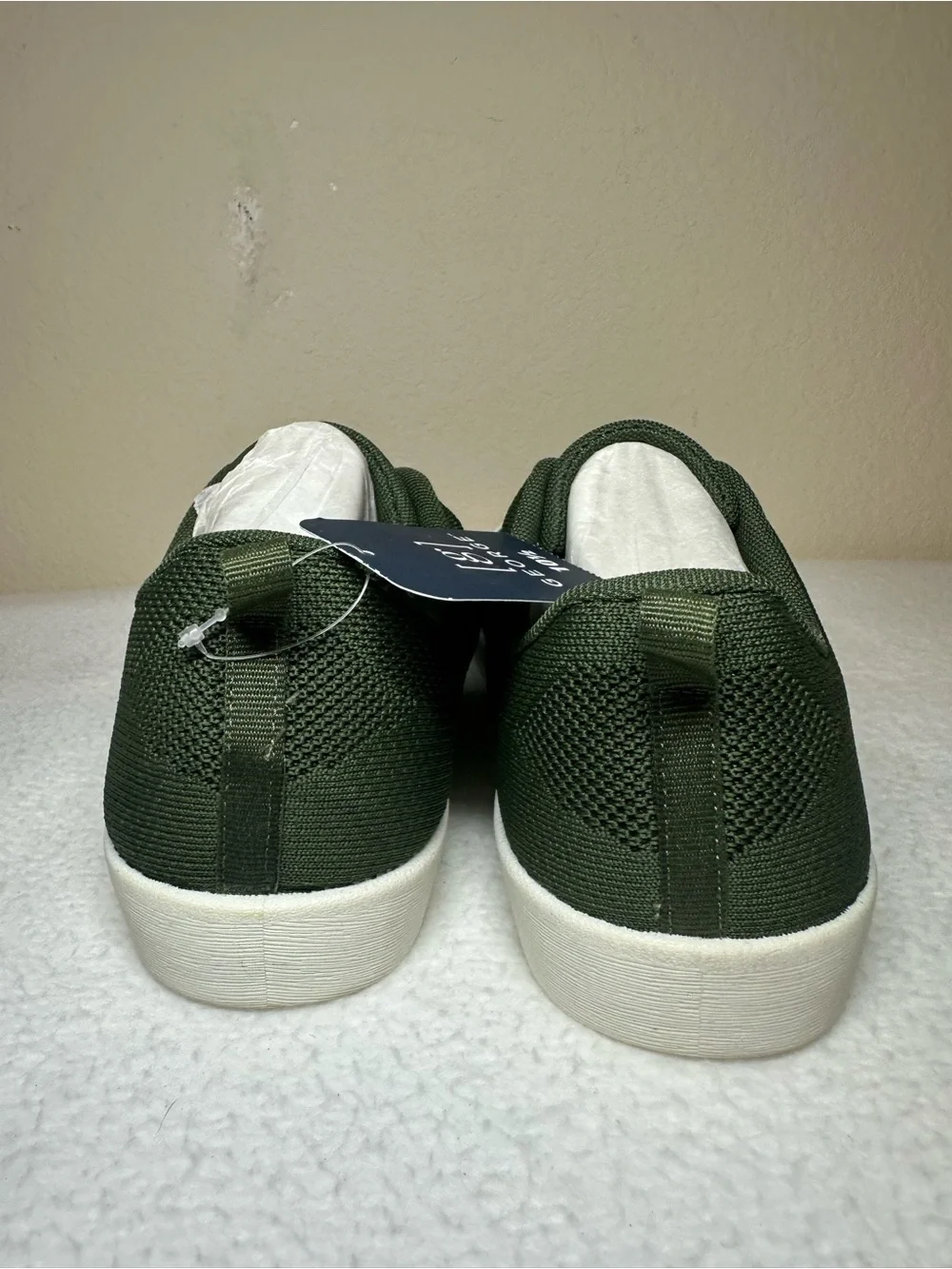 George Men's Olive Green Knit Lace-Up Sneakers with White Sole
